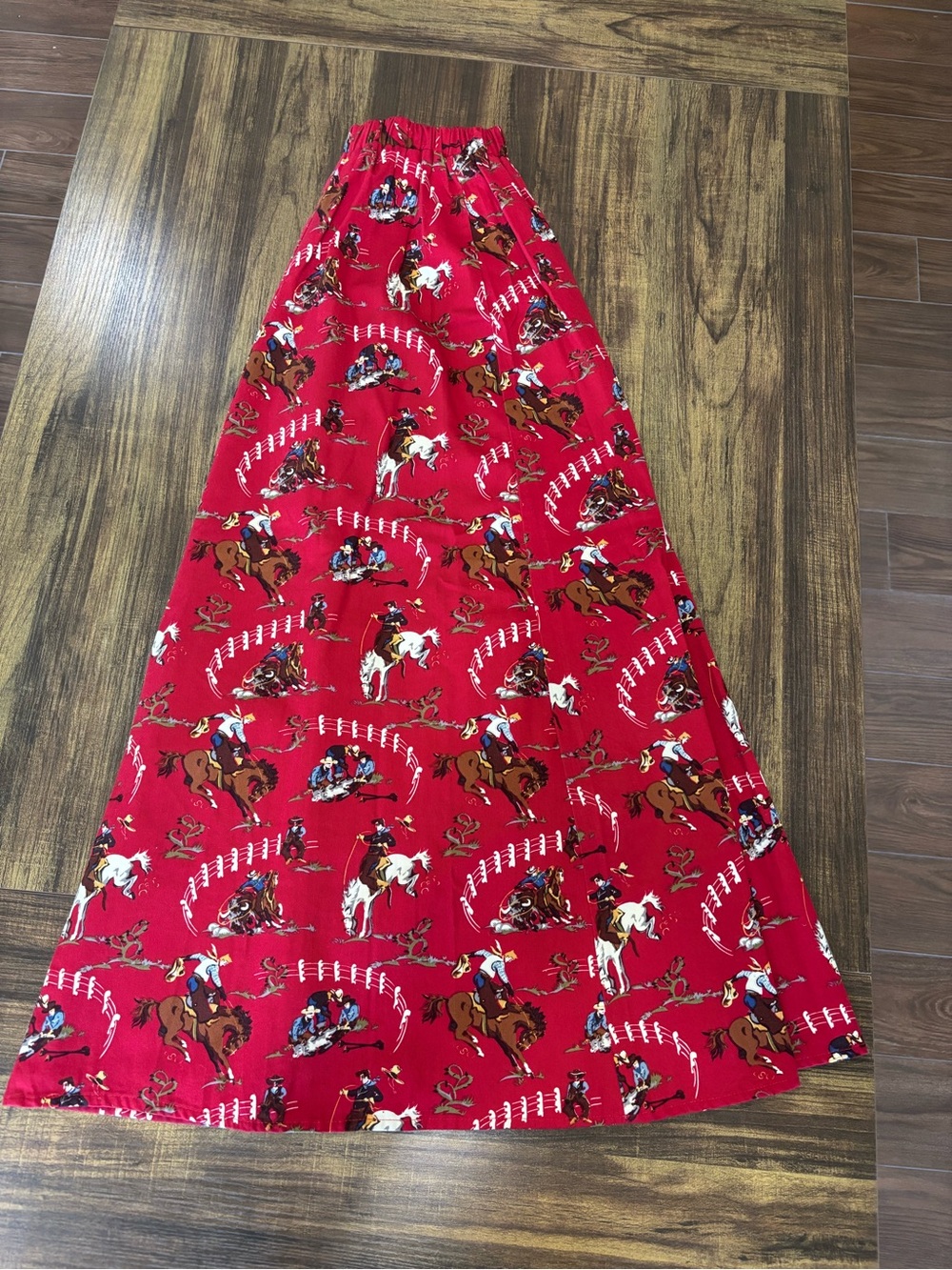 Vintage Saddle Ridge Western Rodeo Novelty Print Circle Skirt | USA Made | Med